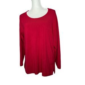 Avenue women pink red knit sweater long sleeve relaxed sz 14 16